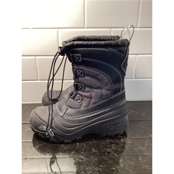 the North face Alpenglow snow winter boots US size 2 kids unisex waterproof Blk - Picture 2 of 8